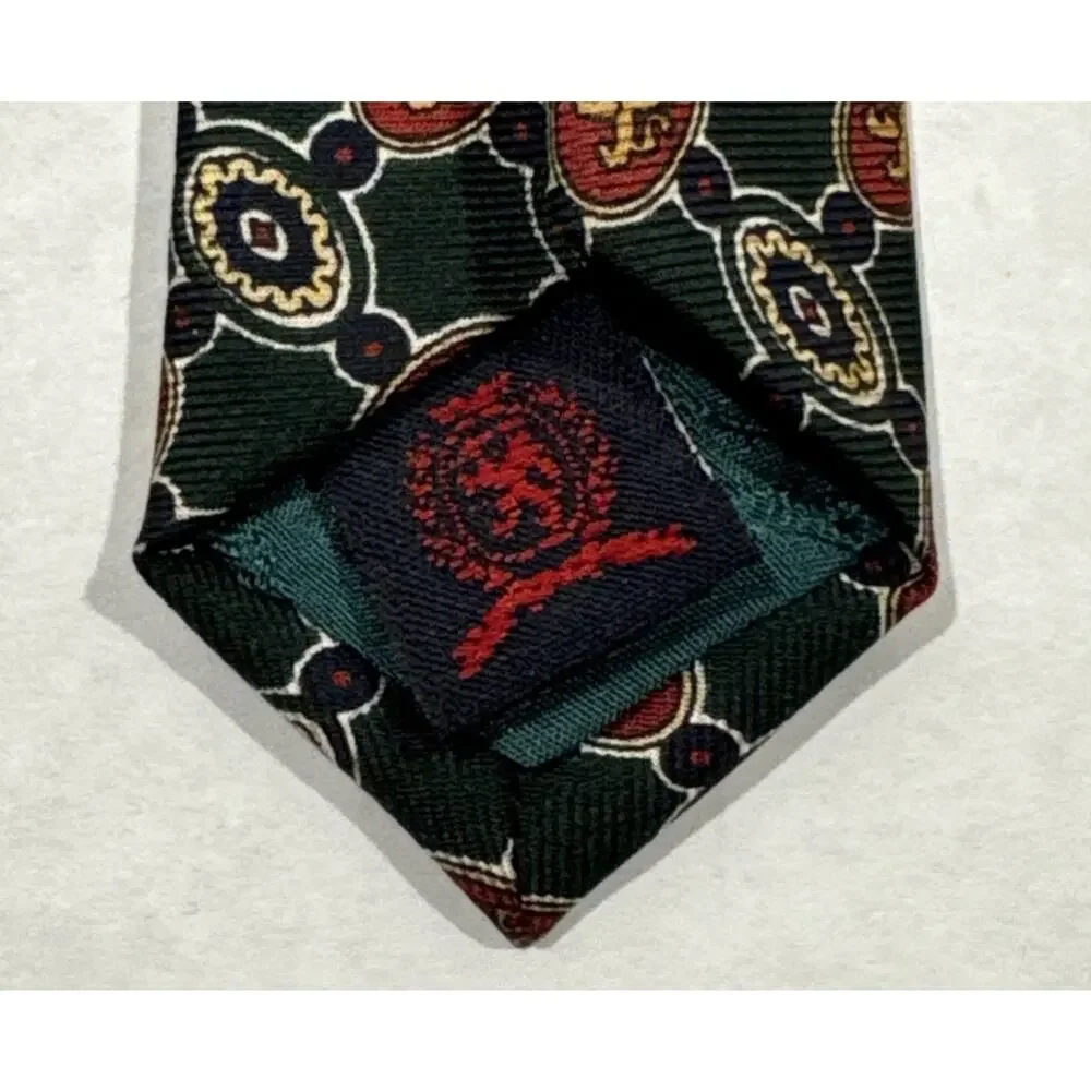VTG Tommy Hilfiger REPP Necktie Silk Foulard Medallion Made in USA 59